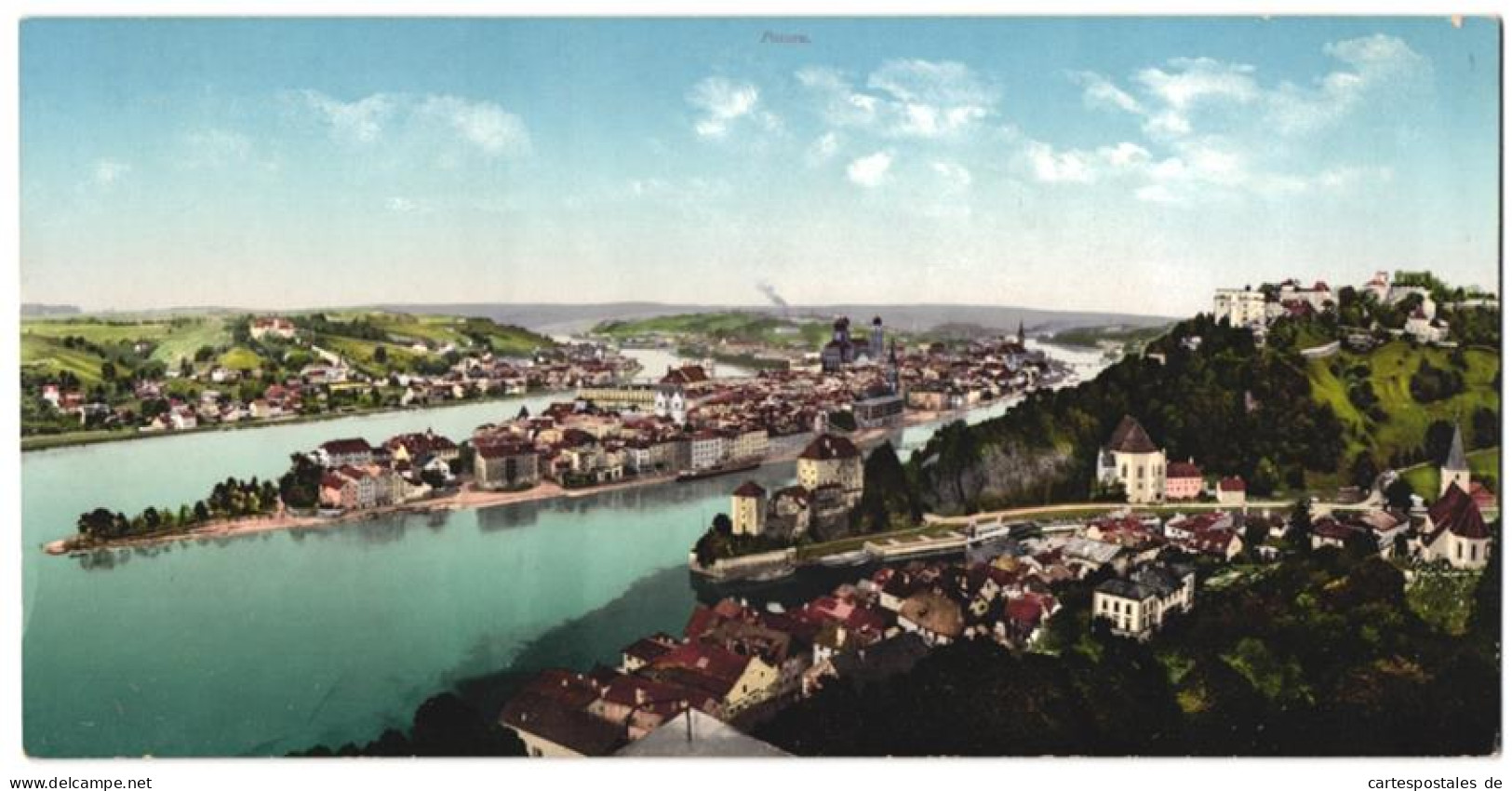 Riesen-AK Passau, Panorama Mit Vereinigung Der Drei Flüsse  - Autres & Non Classés