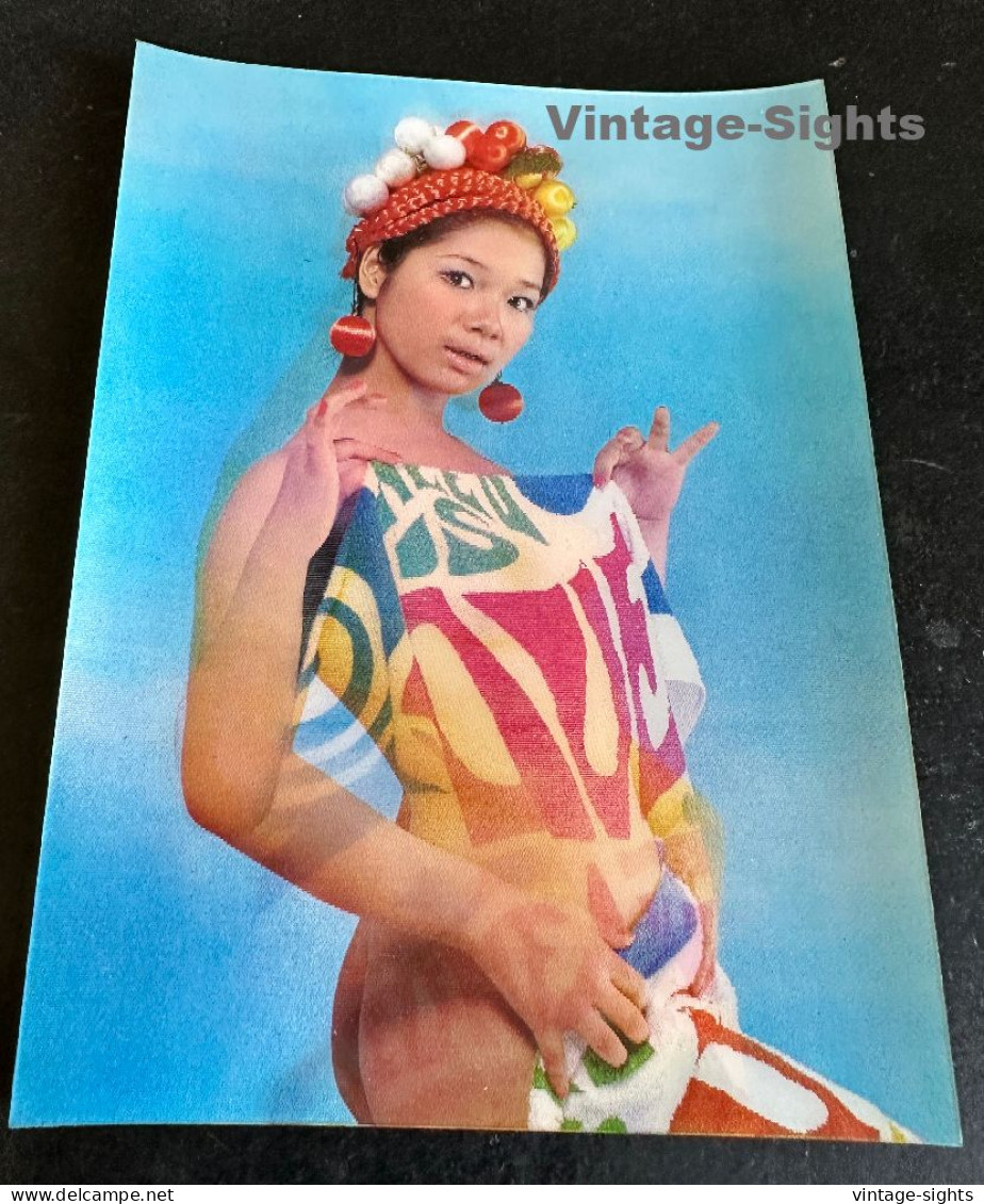 Cheeky Caribbean Semi Nude / Pin-Up (Vintage 3D Stereo Effect Postcard ~1960s/1970s) - Pin-Ups