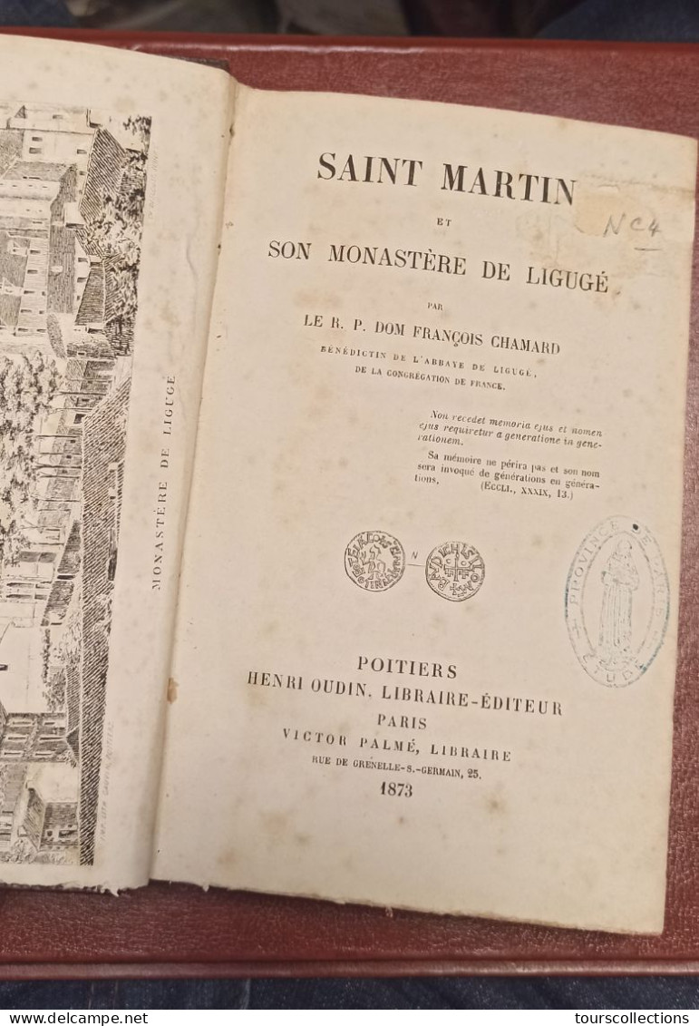 Livre du 19° Siècle (1873) du monastère Abbaye de Ligugé (86) vie de Saint Martin -  Poitiers Henri Oudin Editeur