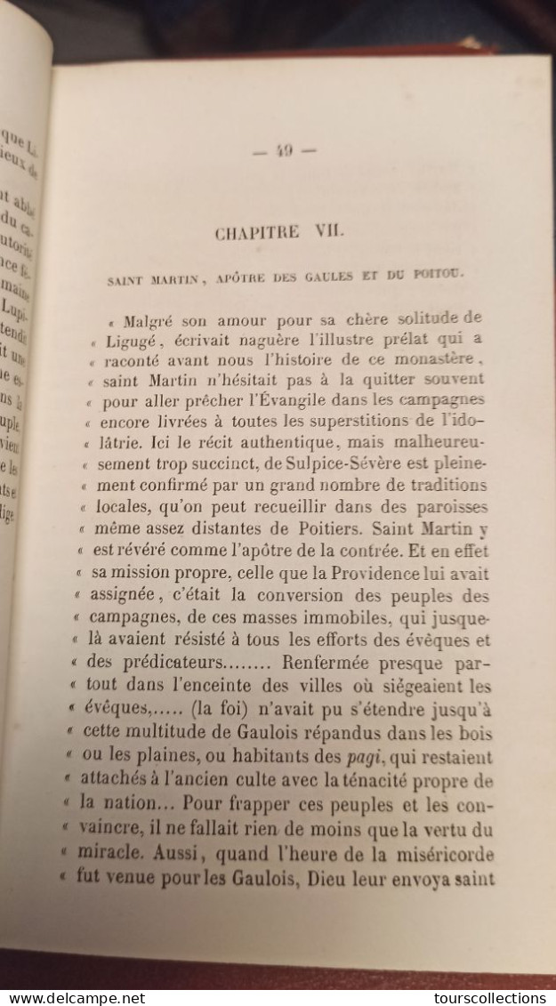 Livre du 19° Siècle (1873) du monastère Abbaye de Ligugé (86) vie de Saint Martin -  Poitiers Henri Oudin Editeur