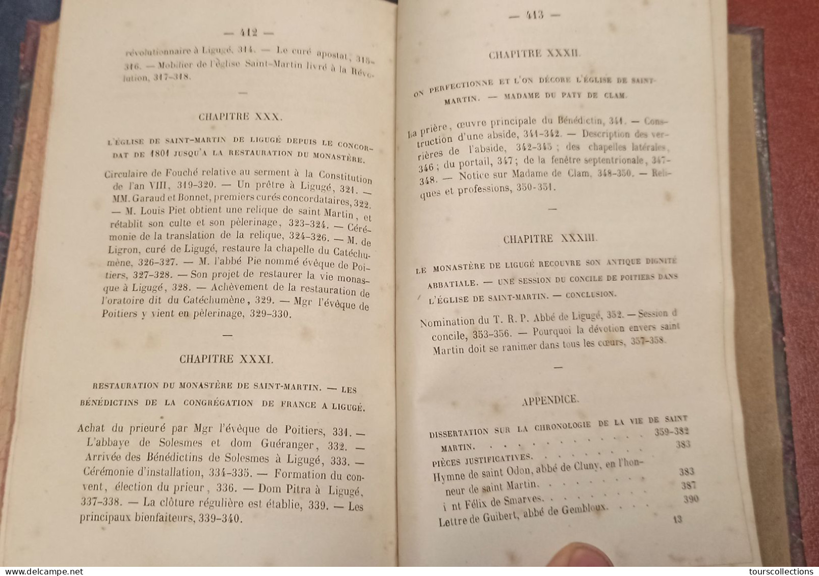 Livre du 19° Siècle (1873) du monastère Abbaye de Ligugé (86) vie de Saint Martin -  Poitiers Henri Oudin Editeur