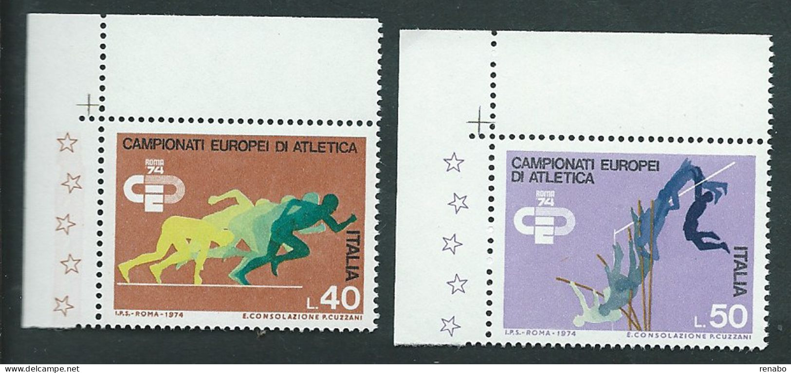 Italia 1974; Campionati Europei Di Atletica Leggera: Serie Completa Di Angolo Superiore Sinistro. - 1971-80: Mint/hinged