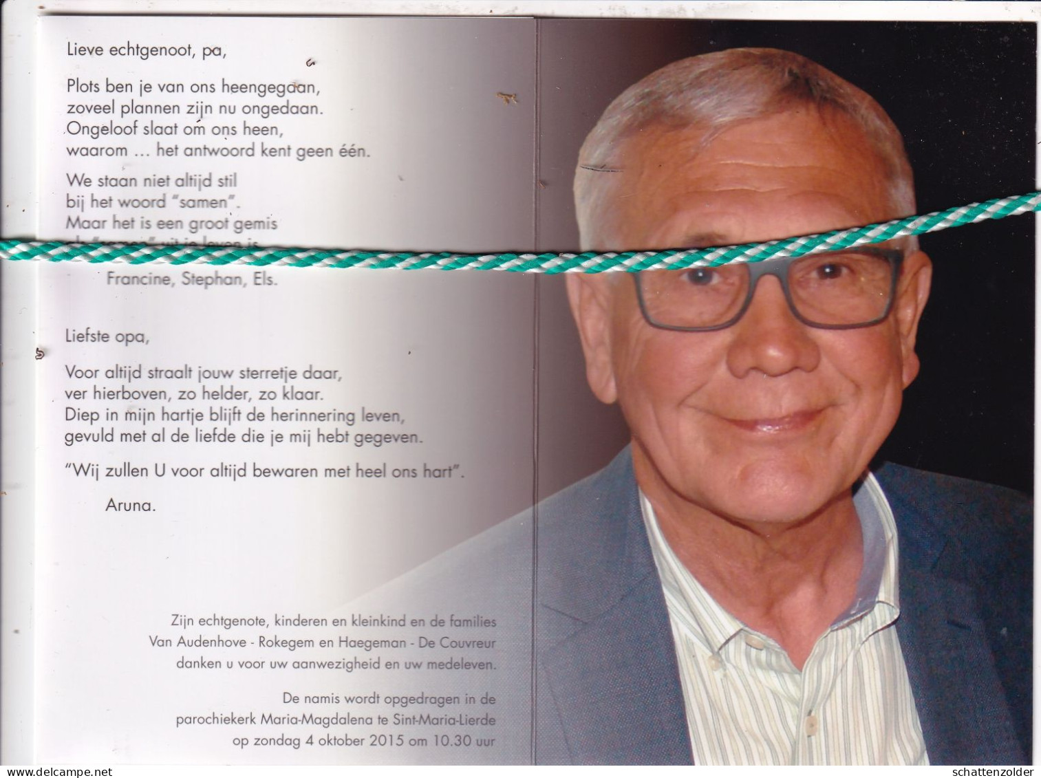Jonny Van Audenhove-Haegeman, 1946, 2015. Foto - Obituary Notices