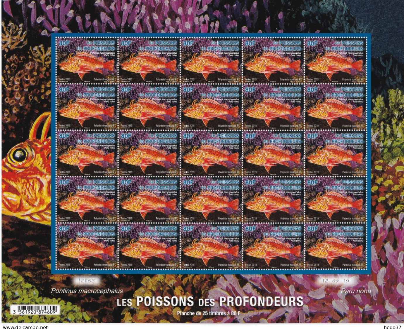 Polynésie N°1228/1230 - Poissons - Feuille Entière - Neuf ** Sans Charnière - TB - Unused Stamps