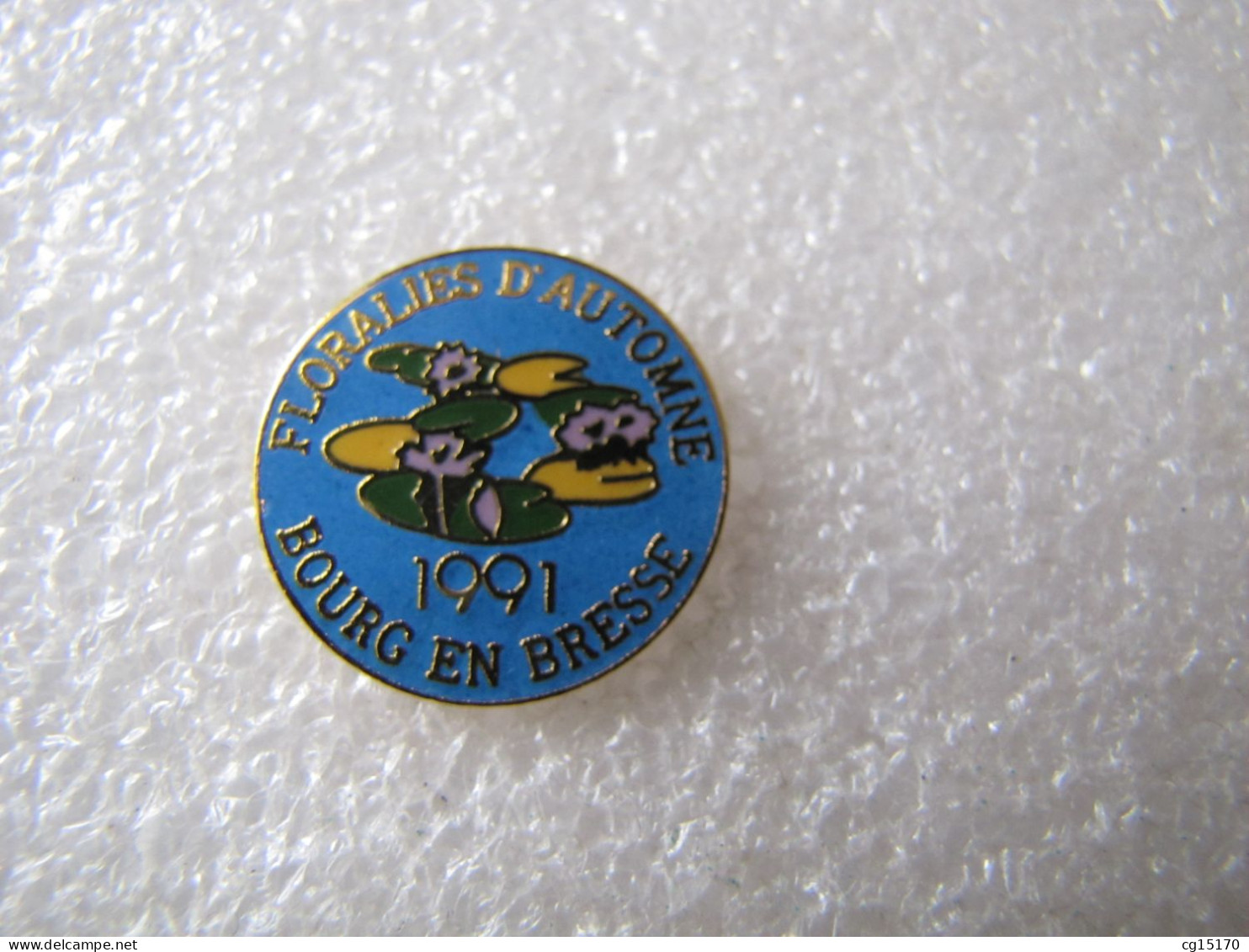 PIN'S   BOURG EN BRESSE    FLORALIES D'AUTOMNE  1991  Email Grand Feu - Villes