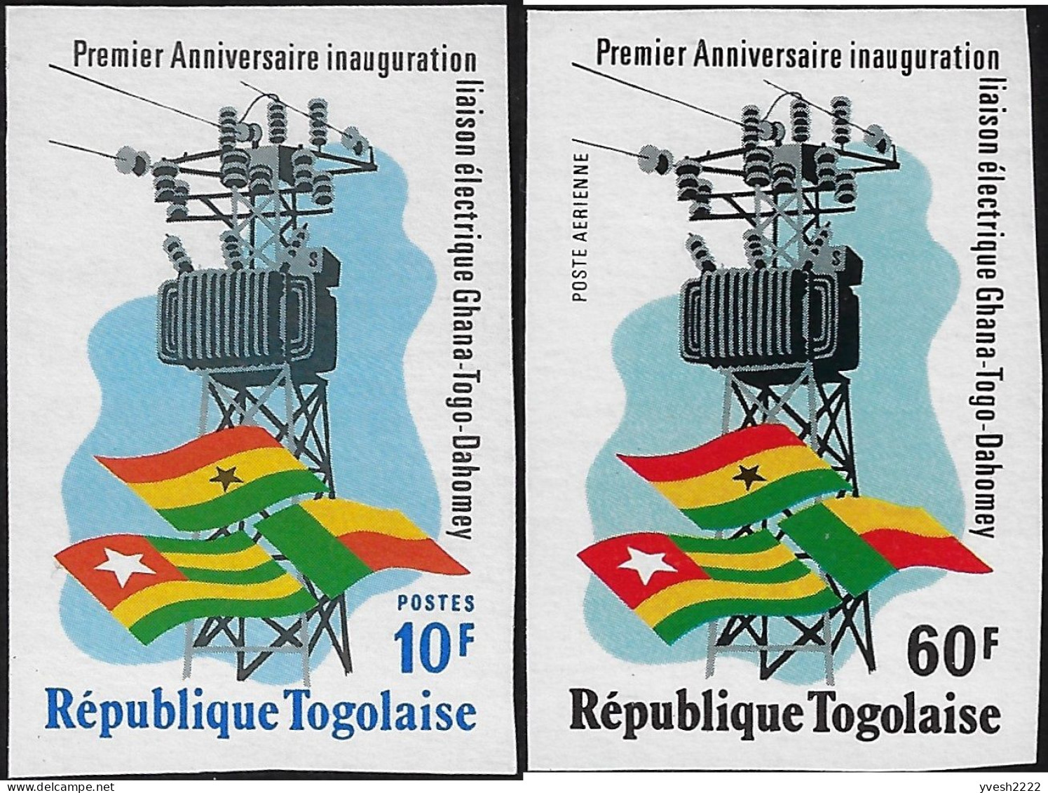 Togo 1976 Y&T 873 Et PA 292 Non Dentelés. Liaison électrique Ghana - Togo - Dahomey (Bénin) - Electricité