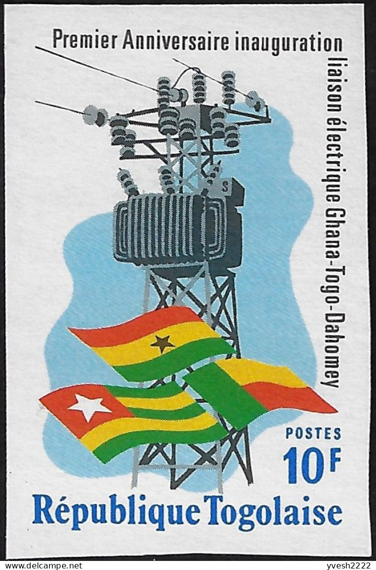 Togo 1976 Y&T 873 Et PA 292 Non Dentelés. Liaison électrique Ghana - Togo - Dahomey (Bénin) - Electricité