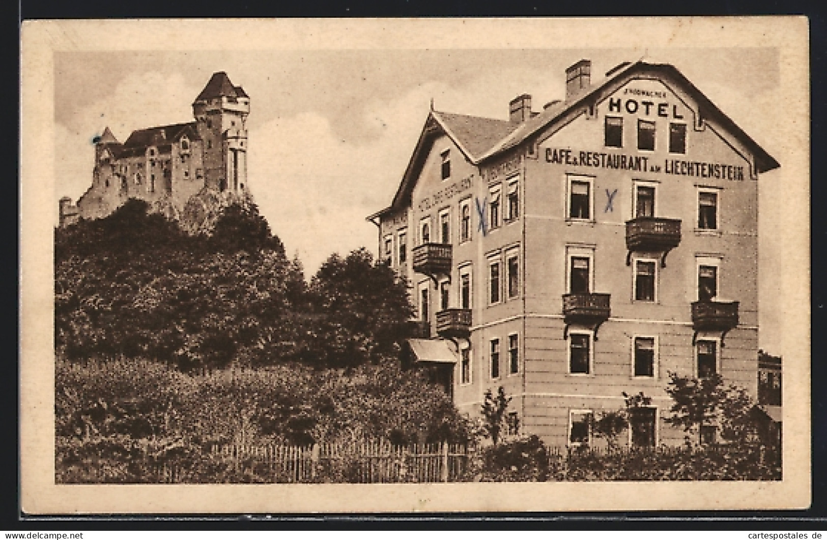 AK Liechtenstein, J. Hotwagner`s Hotel U. Cafe, Veste  - Other & Unclassified