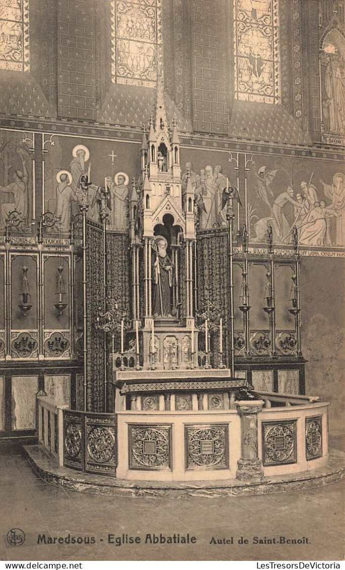 BELGIQUE - Maredsous - Vue Sur à L'intérieure D'une église Abbatiale - Autel De Saint Benoit - Carte Postale Ancienne - Anhée
