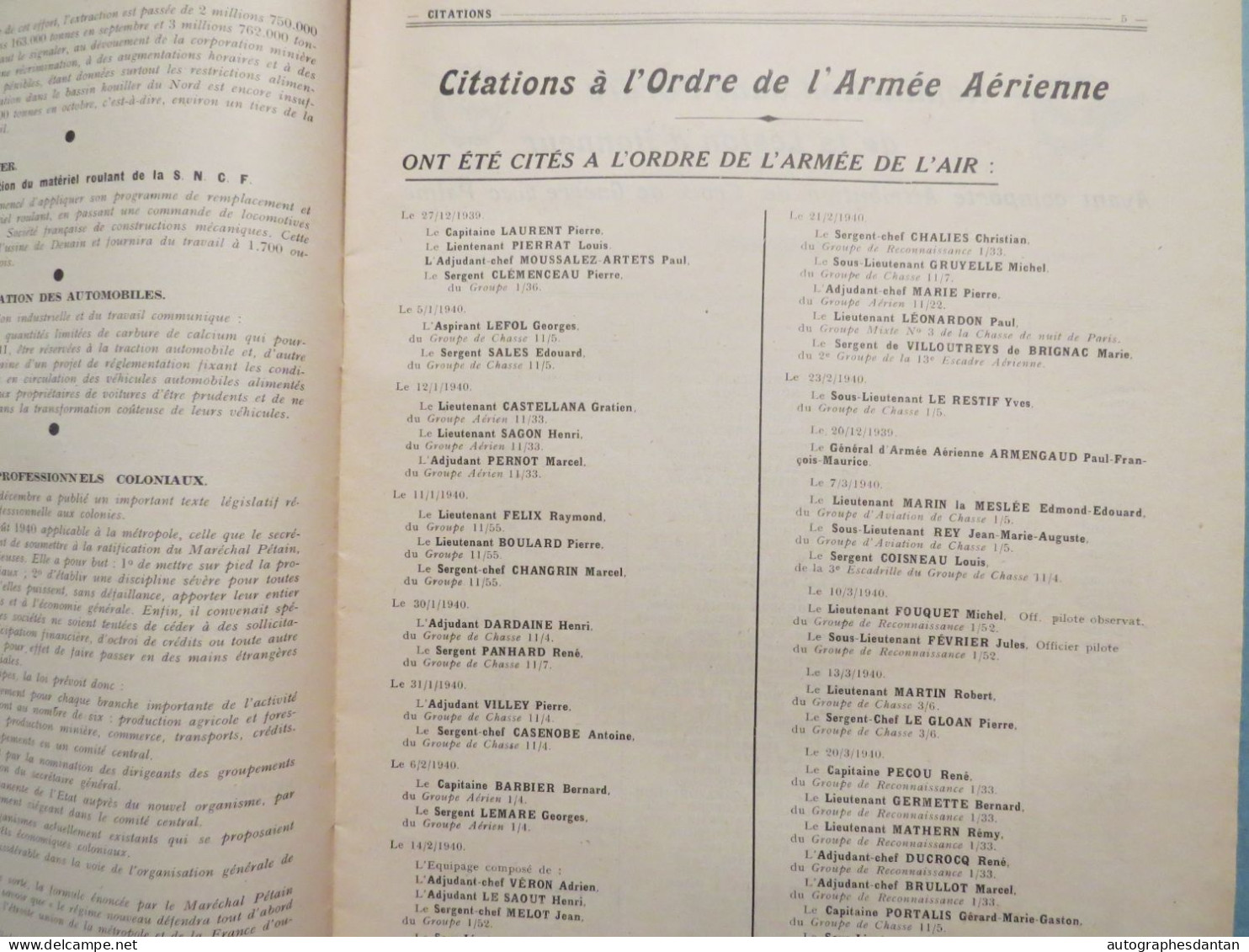 ● Journal TRAIT D'UNION - L'AVIATION - Maréchal PETAIN Février 1941 - Général Bergeret - Légion D'honneur Médailles Ww1 - French