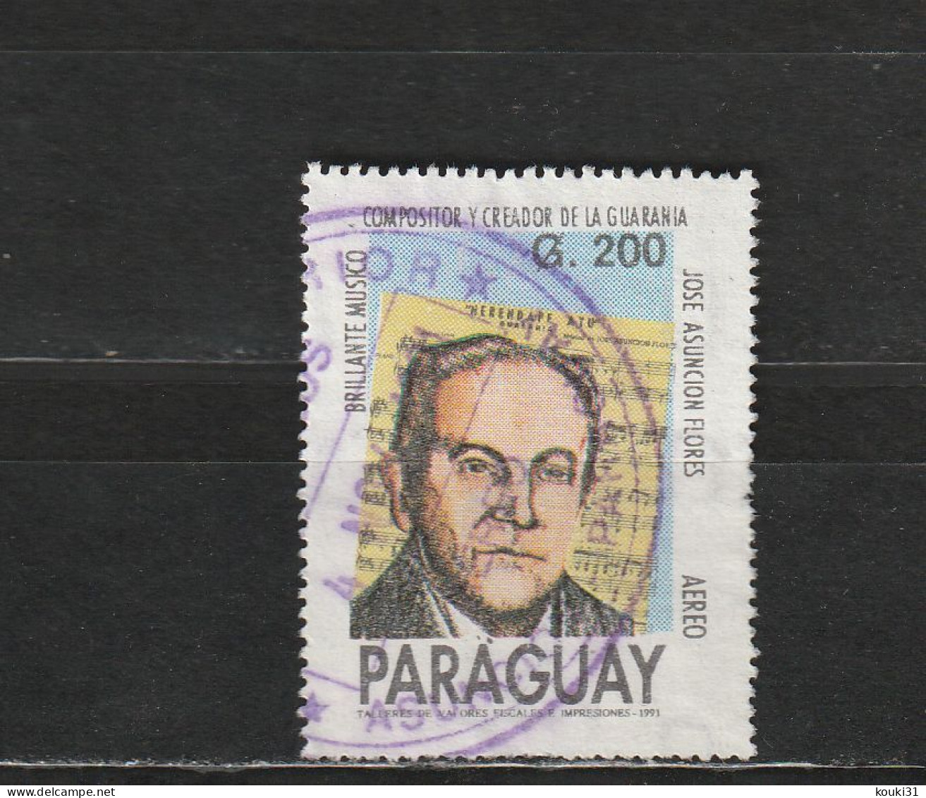 Paraguay YT PA 1193 Obl : José Ascunsion Flores , Compositeur - 1991 - Musique