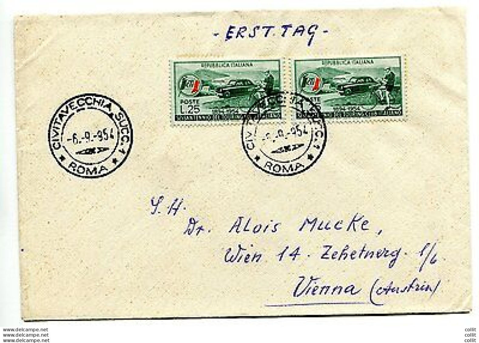 Touring Due Esemplari + Complementare Su Busta Per L'Austria - 1946-60: Poststempel