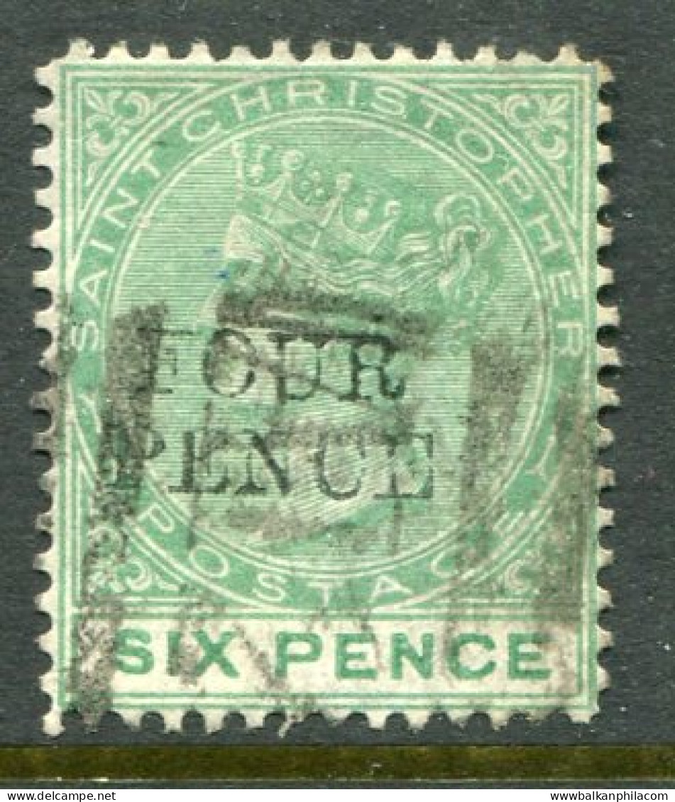 1884 St Christopher 4d On 6d Used Sg 22 - St.Kitts And Nevis ( 1983-...)