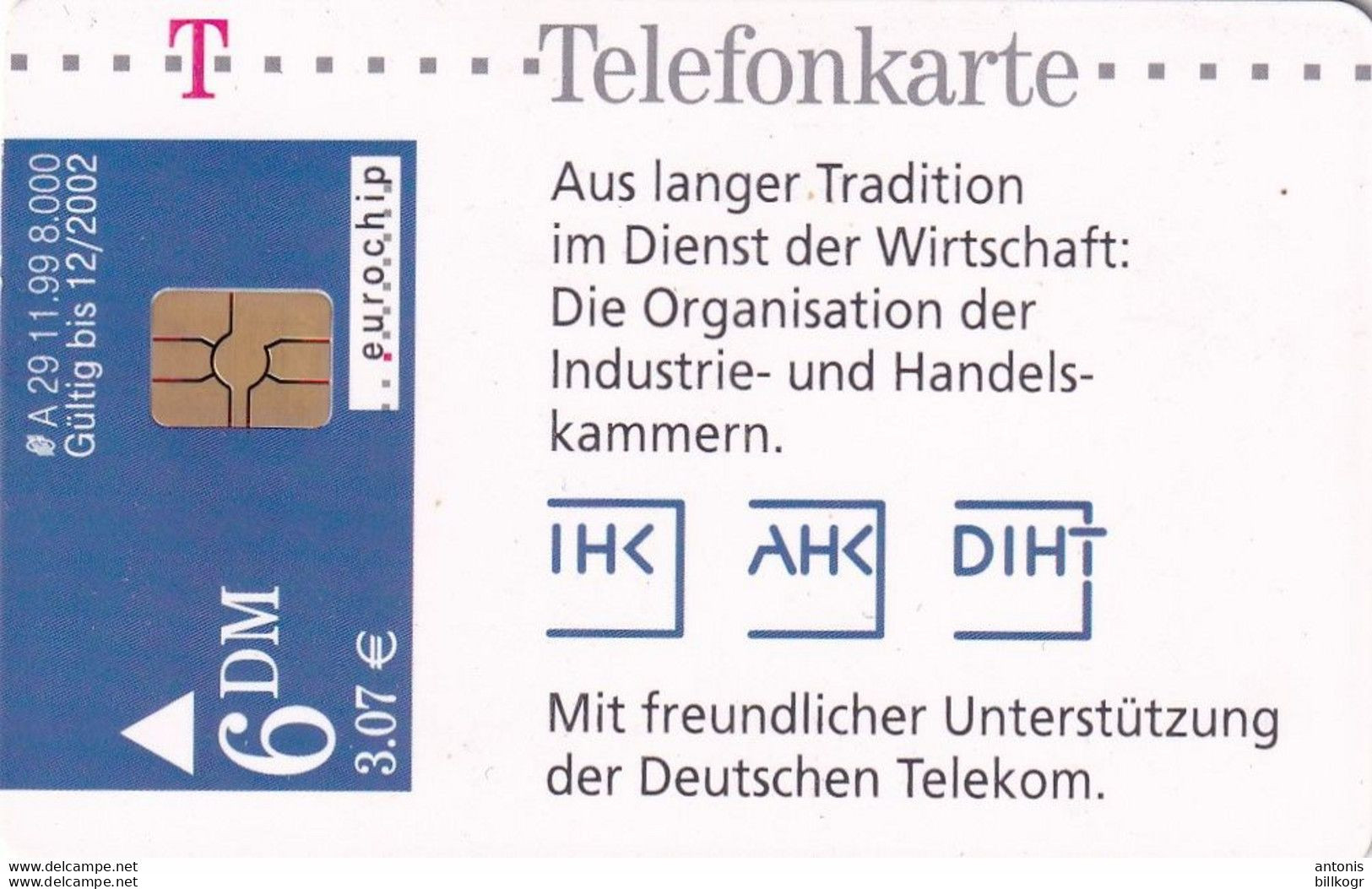 GERMANY - 50 Jahre DIHT/100 Jahre AHK(A 29), Chip GEM3.3(red), Tirage %8000, 11/99, Mint - A + AD-Series : D. Telekom AG Advertisement