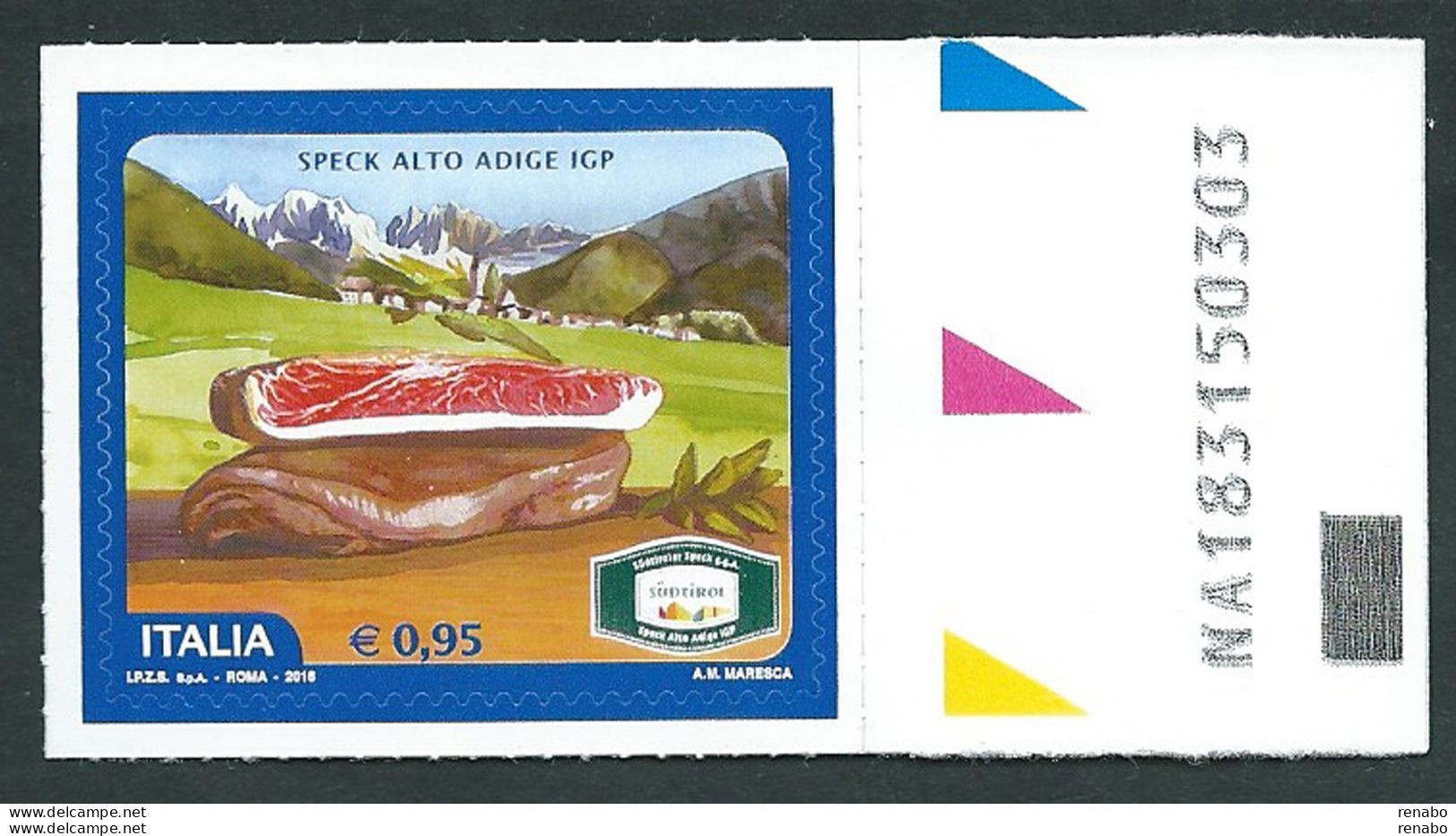 Italia 2016; Speck Alto Adige IGP ; Francobollo Con Codice Alfanumerico. - 2011-20: Ungebraucht