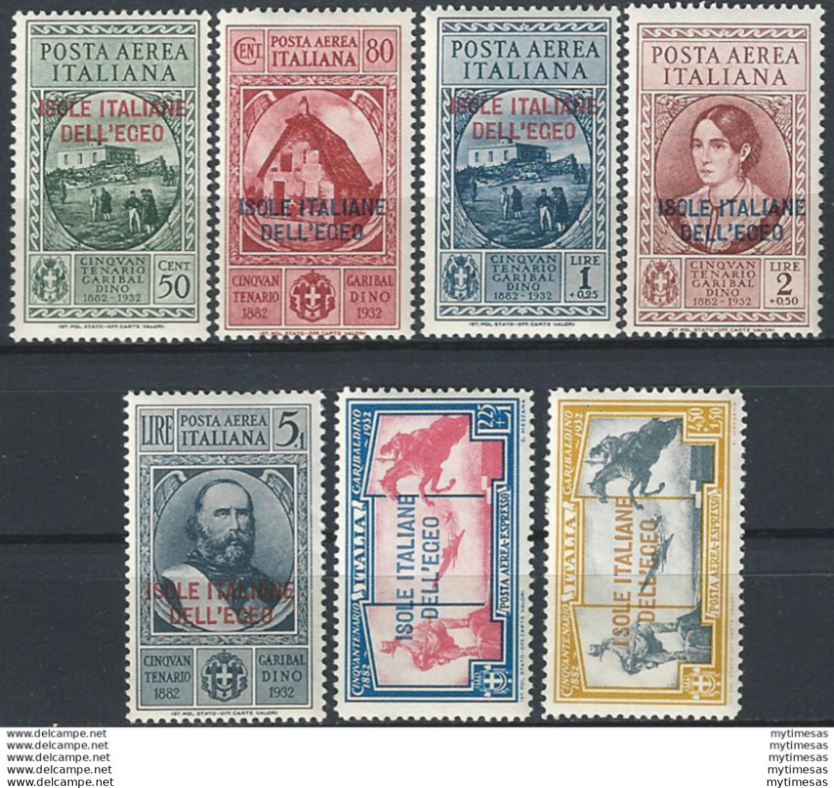 1932 Egeo Garibaldi Posta Aerea 7v. MNH Sassone N. 14/20 - Autres & Non Classés