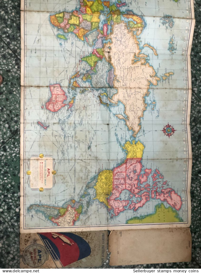 World Maps Old-american President Lines Year Before 1975-1 Pcs - Topographische Kaarten