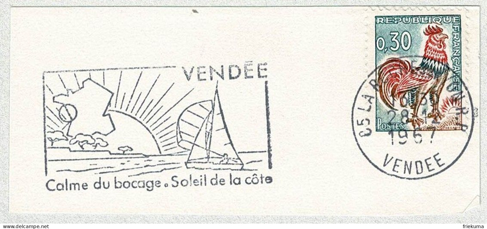 Frankreich / France 1967, Flaggenstempel Vendée, Sonne / Soleil / Sun - Autres & Non Classés