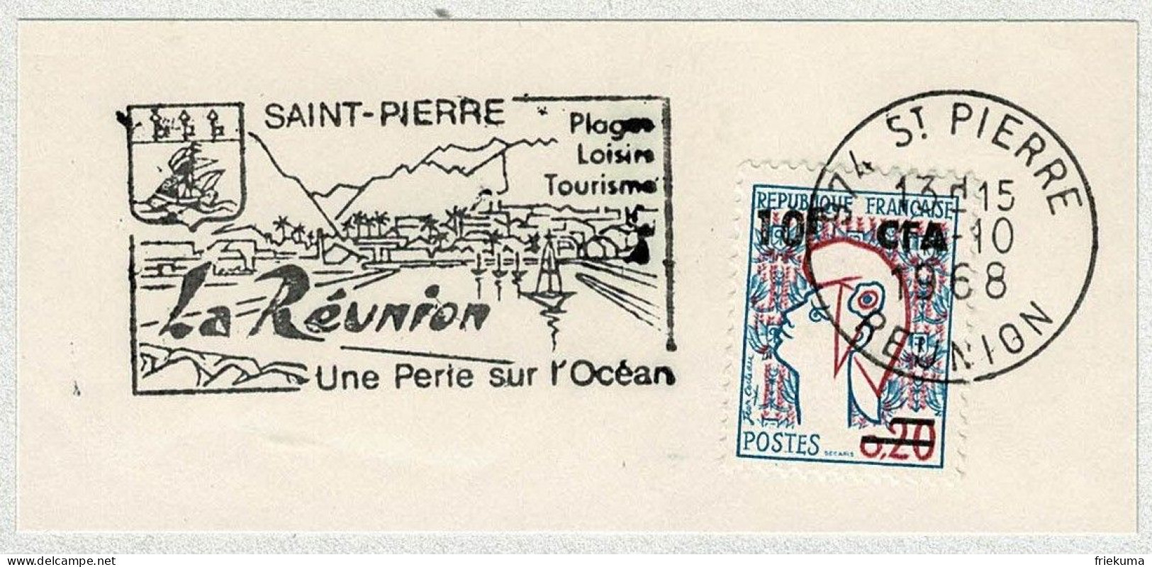 Frankreich / France 1968, Flaggenstempel St. Pierre Réunion - Autres & Non Classés