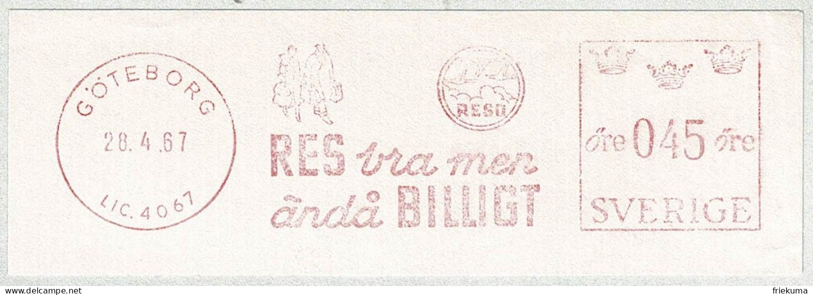 Schweden / Sverige 1967, Freistempel / EMA / Meterstamp Res Bra Men Anda Billigt / Billig Reisen Göteborg - Other & Unclassified