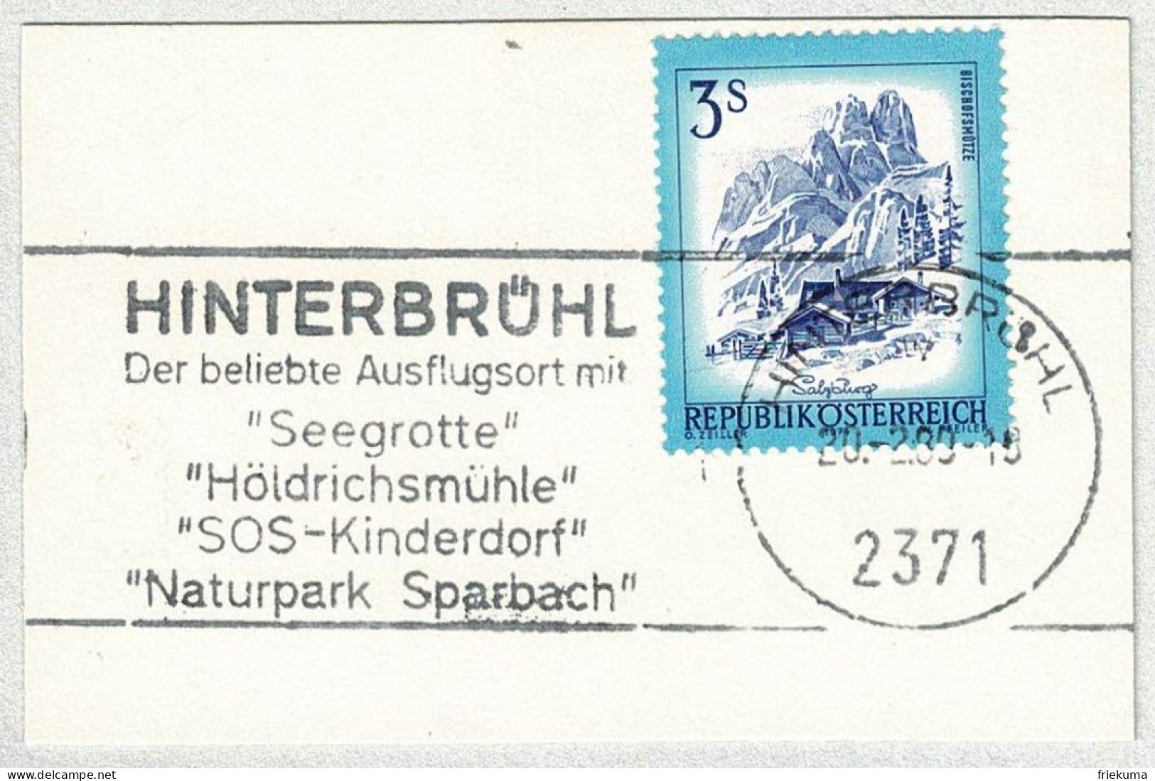 Oesterreich / Austria 1980, Flaggenstempel Hinterbrühl, Seegrotte, Kinderdorf, Naturpark - Andere & Zonder Classificatie