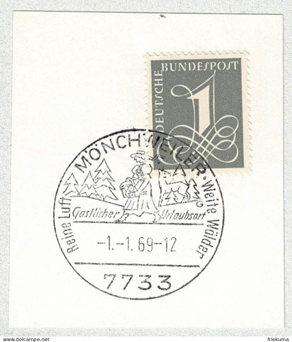 Deutsche Bundespost 1969, Ortswerbestempel Mönchweiler, Urlaubsort, Reine Luft, Wälder - Autres & Non Classés