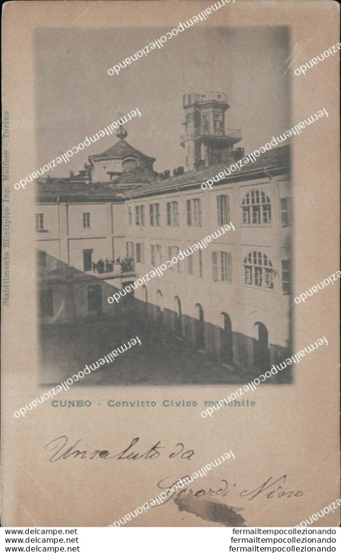 Bb300 Cartolina Cuneo Citta' Convitto Civico Maschile 1900 - Cuneo