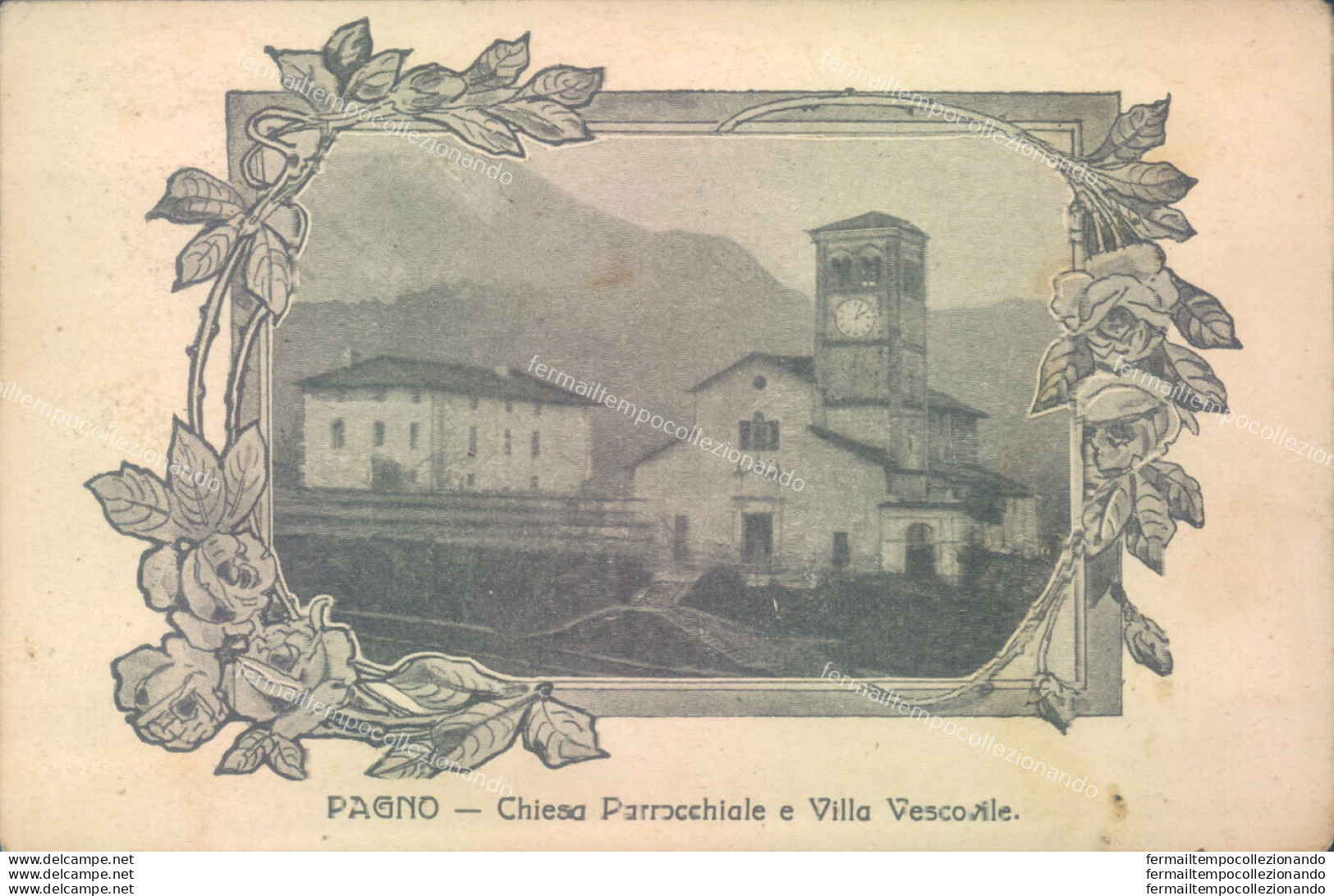 Ae64 Cartolina Pagno Chiesa Parrocchiale E Villa Vescovile Provincia Di Cuneo - Cuneo