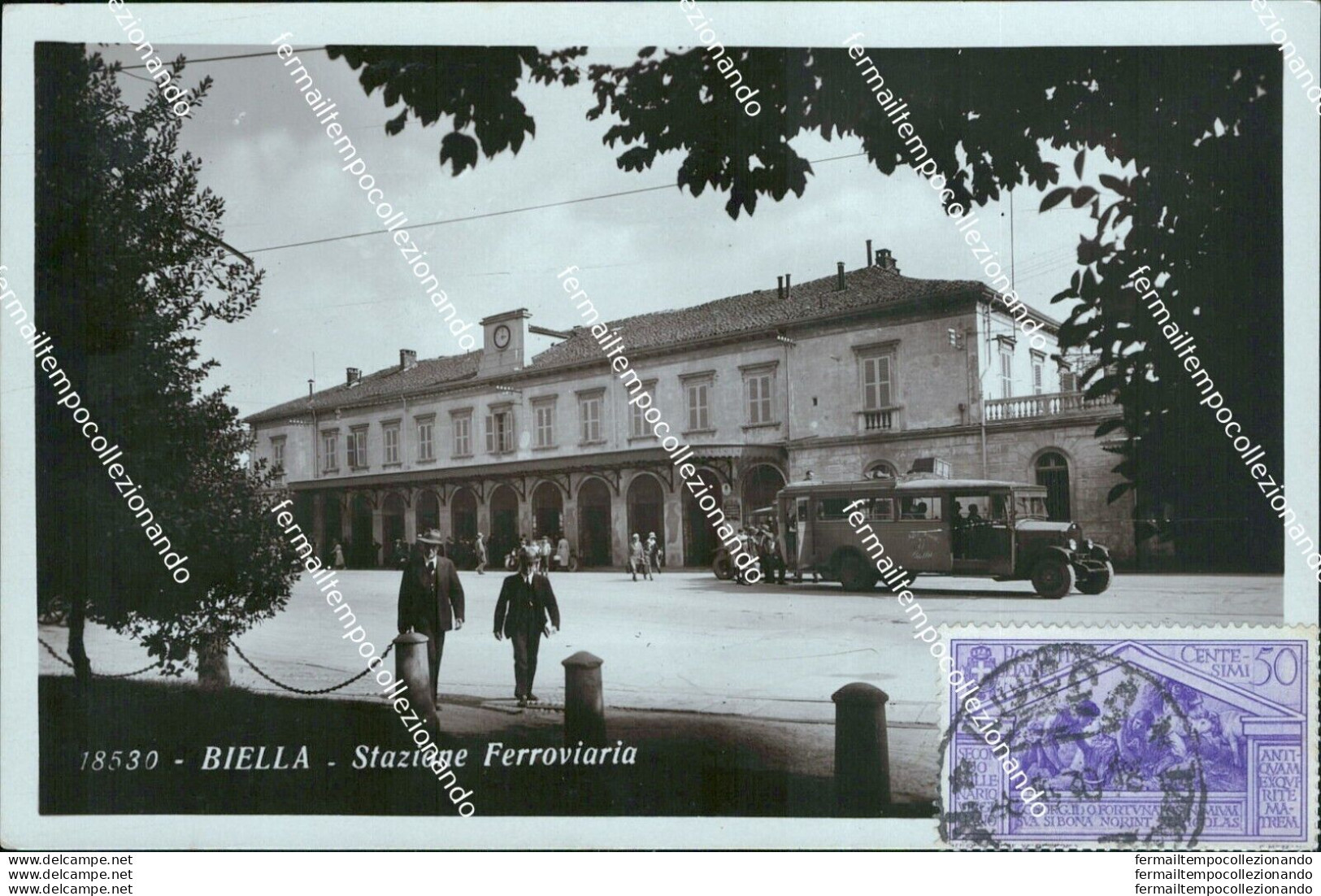 Bc70 Cartolina Biella Citta' Stazione Ferroviaria Corriera - Biella