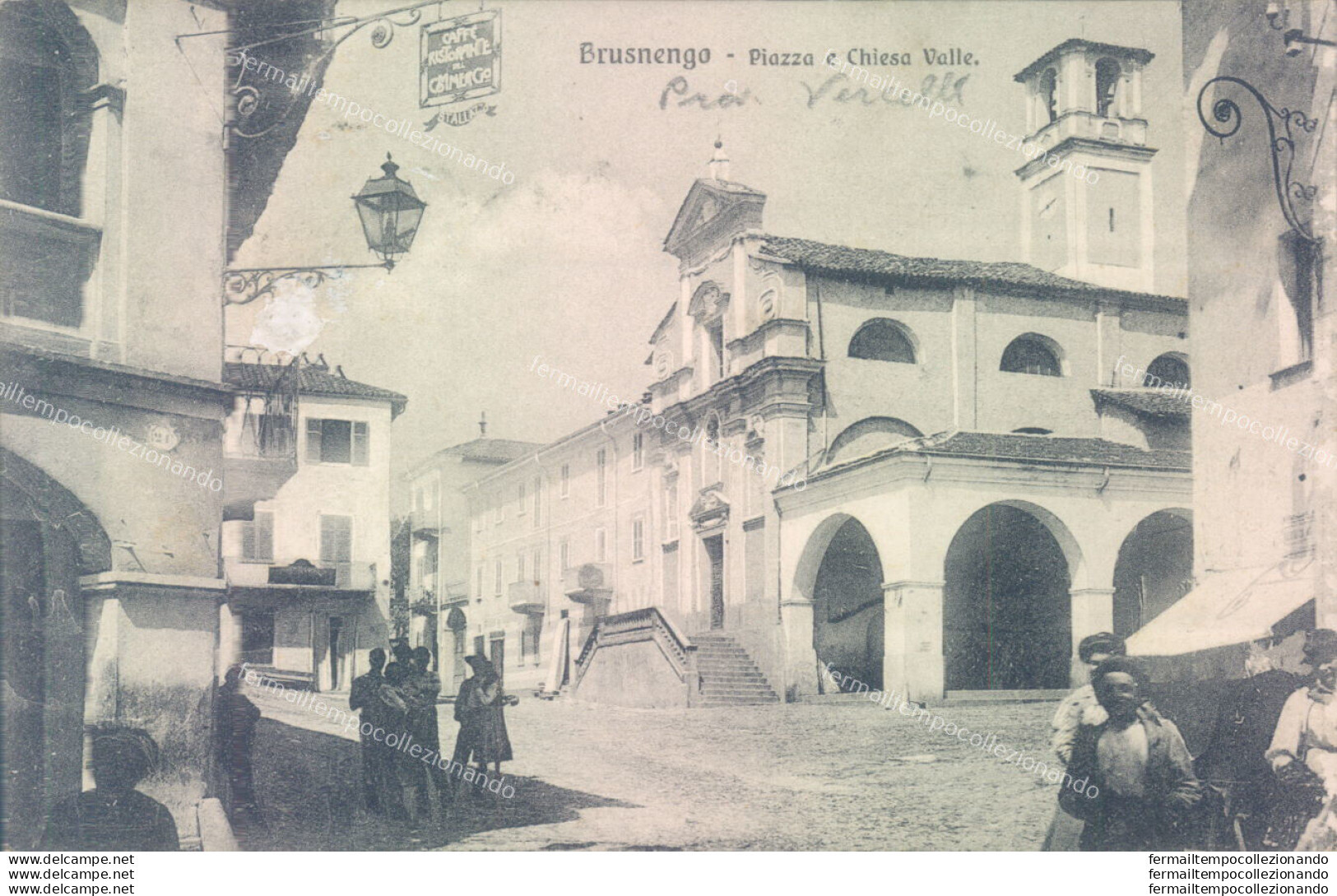 Ae148 Cartolina Brusnengo Piazza E Chiesa Valle 1908 Provincia Di Biella - Biella