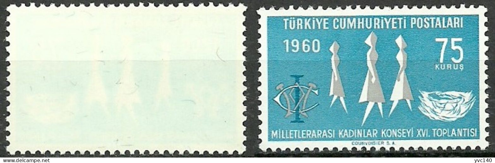 Turkey; 1960 16th Women's International Council Meeting 75 K. "Abklatsch  Print" - Ungebraucht