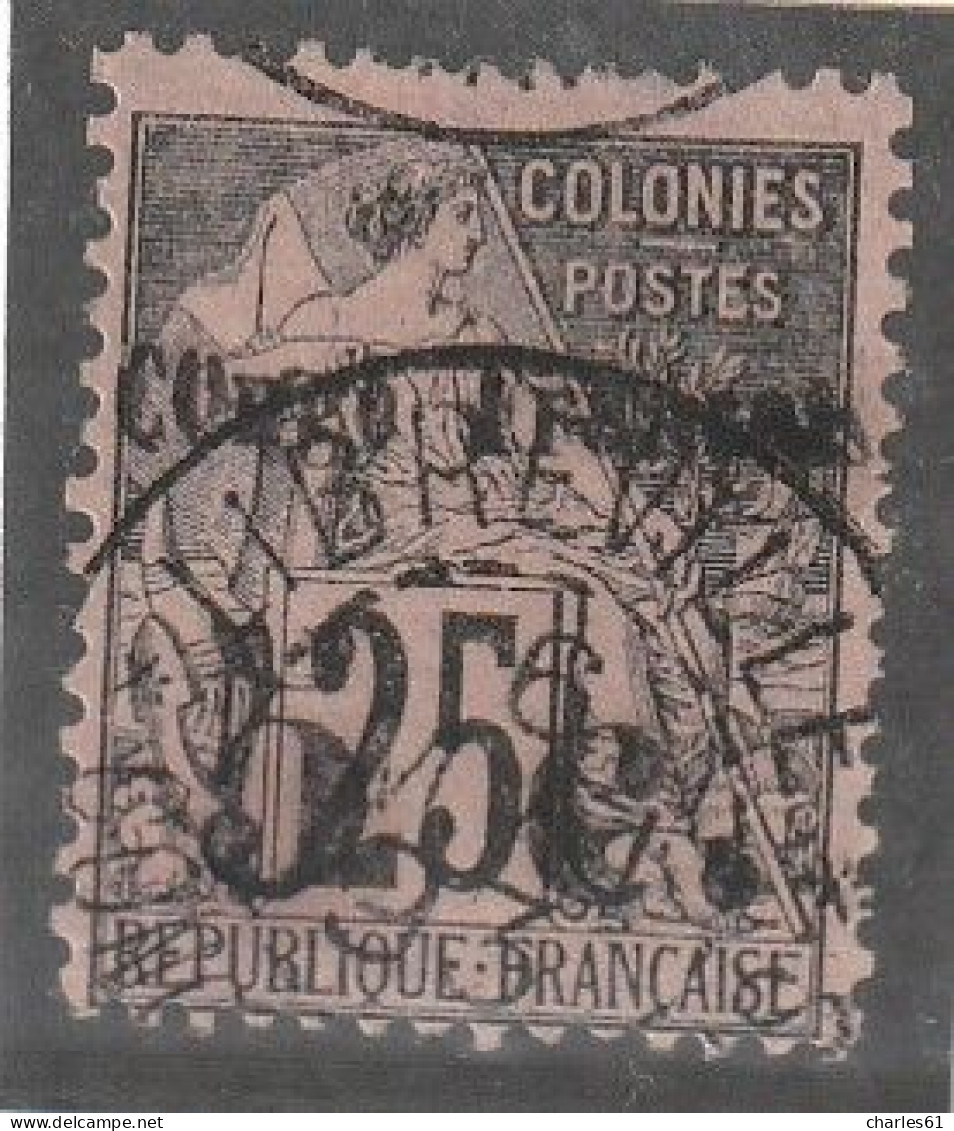 CONGO - N°4A Obl (1891-92) 5c Sur 25c Noir Sur Rose - Gebraucht