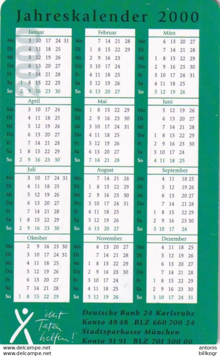 GERMANY - Christiane Herzog Stiftung/Mukoviszidose, Jahreskalender 2000(A 0036), Tirage 11000, 12/99, Mint - A + AD-Series : Werbekarten Der Dt. Telekom AG
