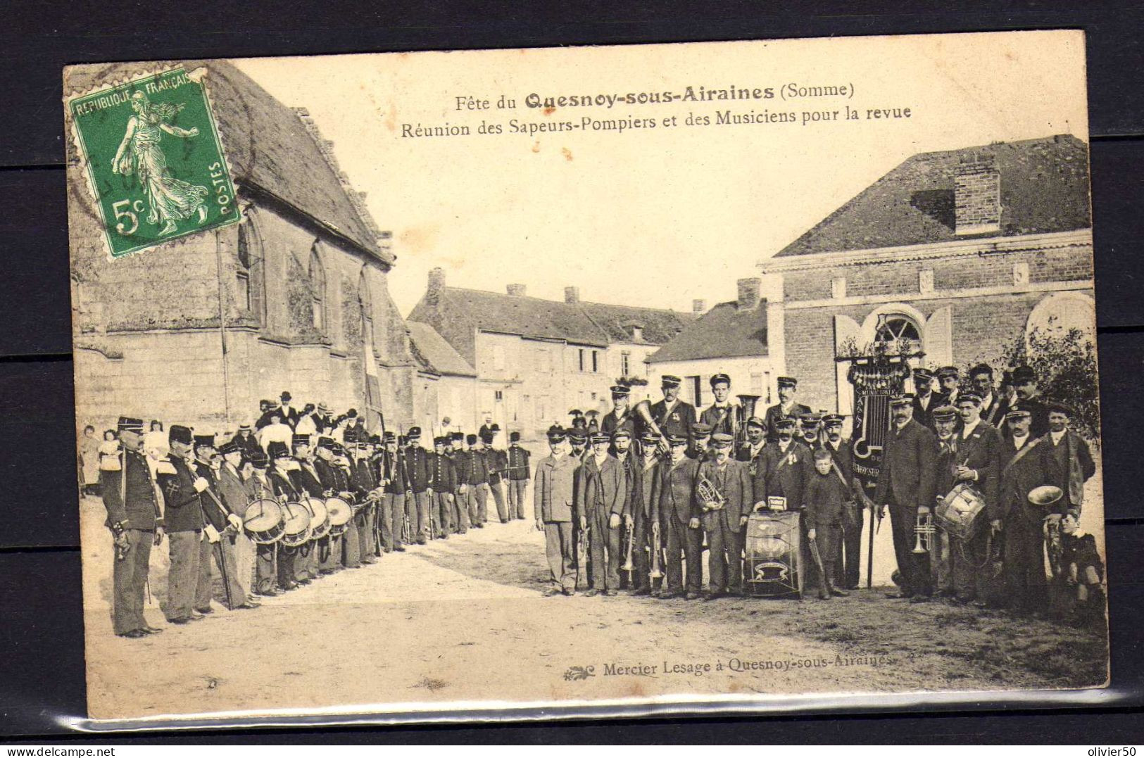 Fete De Qesnoy-sur-Airanes - Somme - Reunion Des Sapeurs-Pompiers Et Des Musiciens Pour La Revue - Sonstige & Ohne Zuordnung