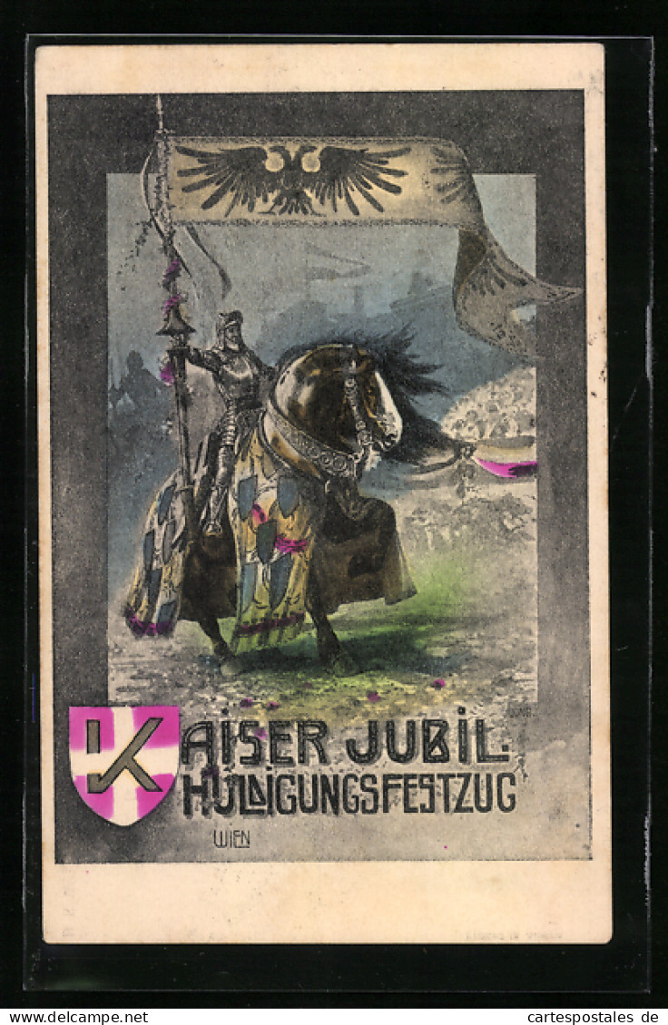Künstler-AK Franz Jung-Ilsenheim: Huldigungsfestzug Zum Kaiser Jubil., Ritter Zu Pferd  - Jung