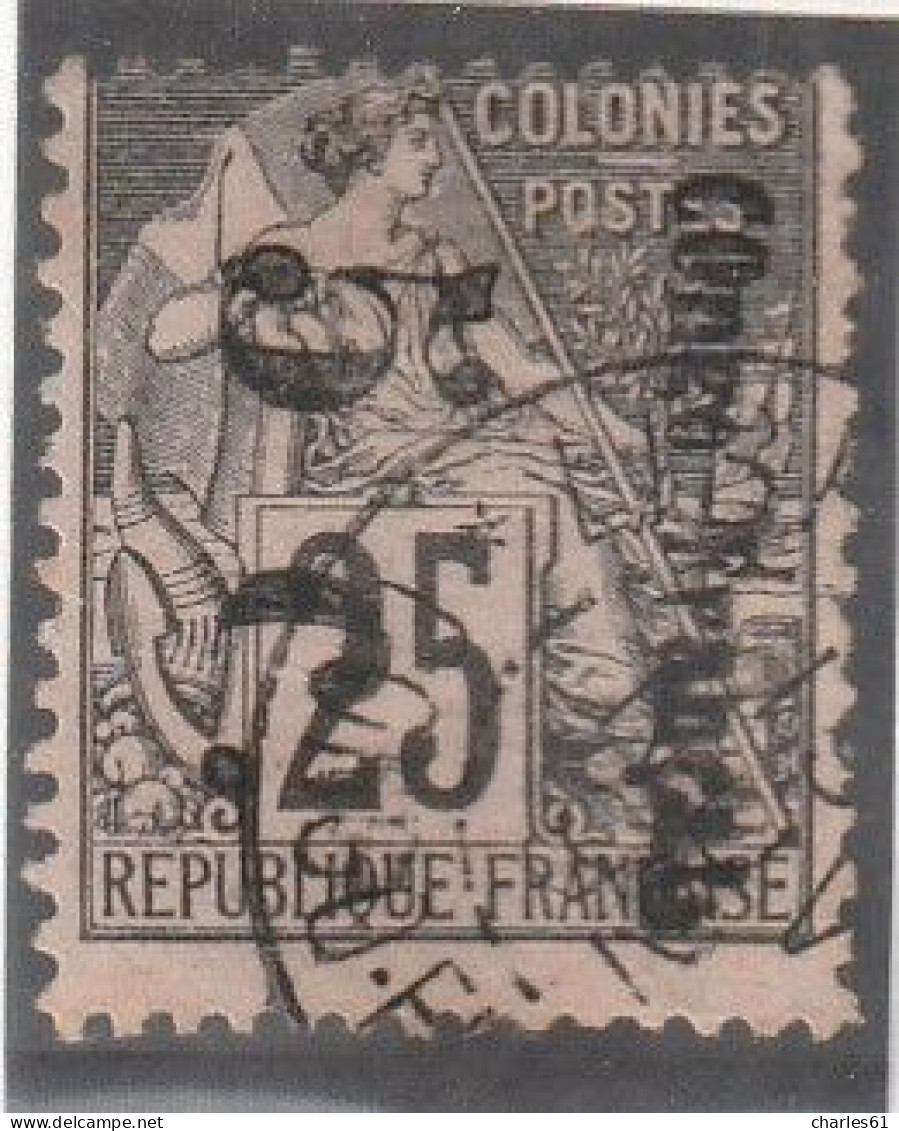 CONGO - N°4Aa Obl (1891-92) 5c Sur 25c Noir Sur Rose - Surcharge Verticale - - Gebraucht