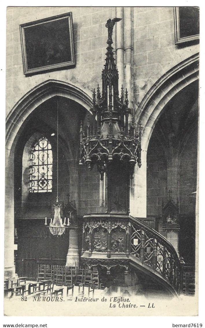 77   Nemours - Interieur De L'eglise La Chaire - Nemours