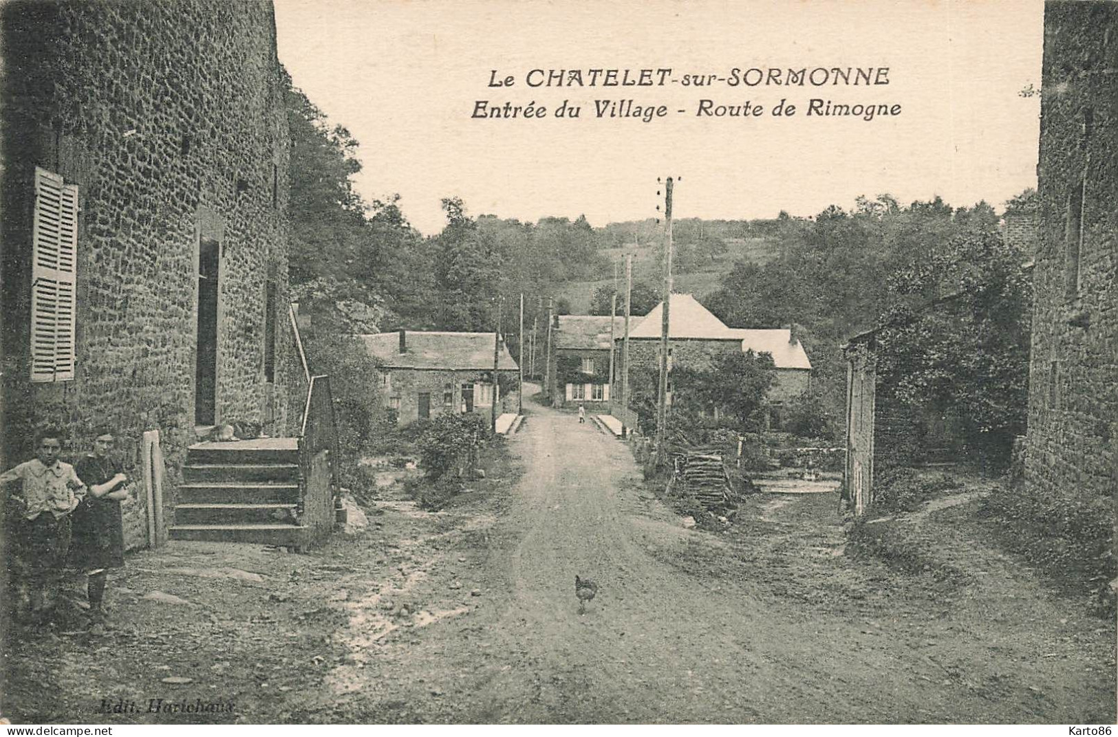 Le Chatelet Sur Sormonne * Entrée Du Village , Route De Rimogne * Enfants Villageois Châtelet - Autres & Non Classés