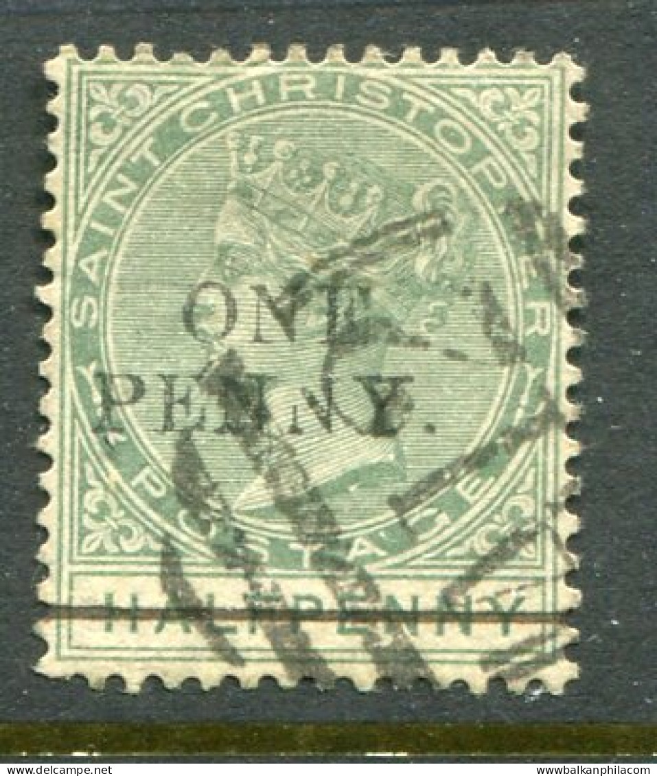 1887 St Christopher 1d On 2 1/2d Used Sg 26 - St.Kitts Und Nevis ( 1983-...)