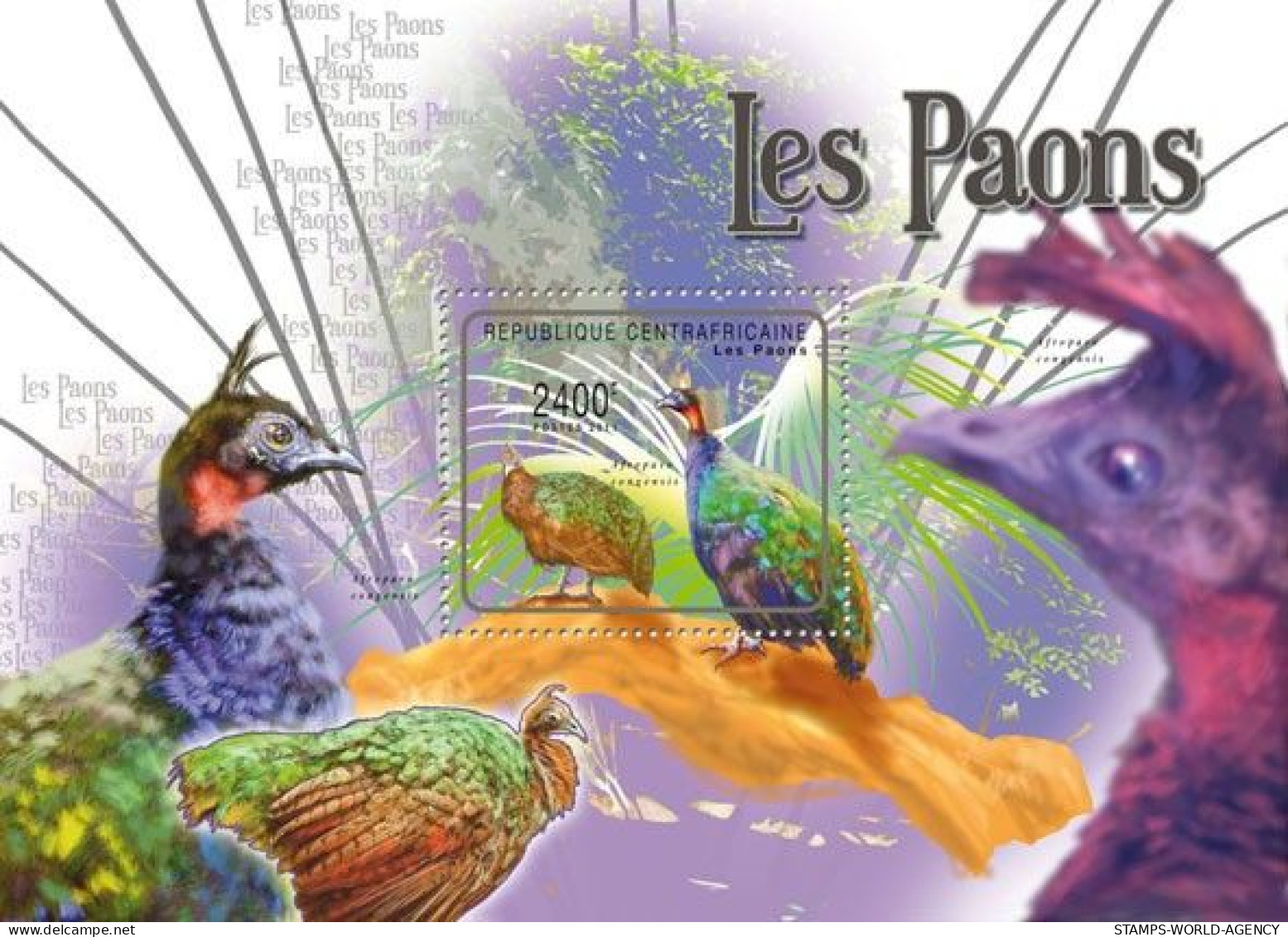 ( 250 13) - 2011- CENTRAL AFRICAN - PEACOCKS                1V  MNH** - Paons