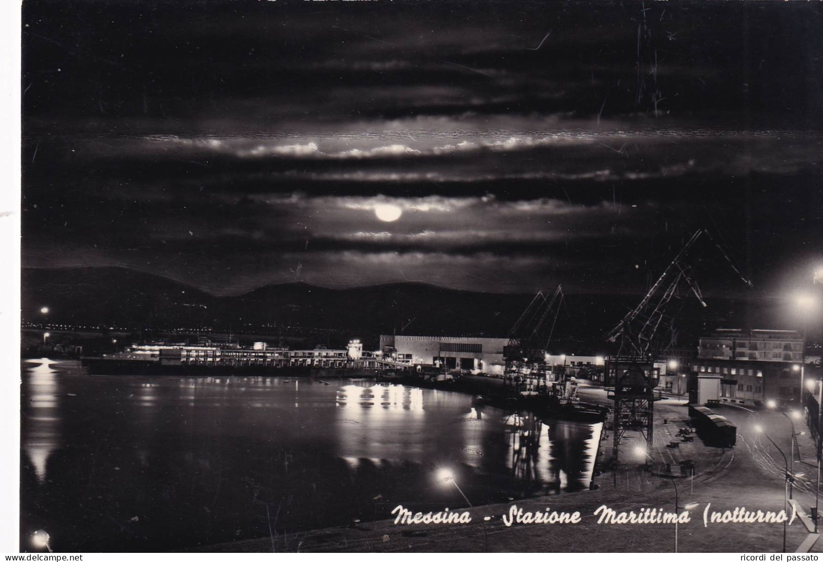 Cartolina Messina - Stazione Marittima ( Notturno ) - Messina