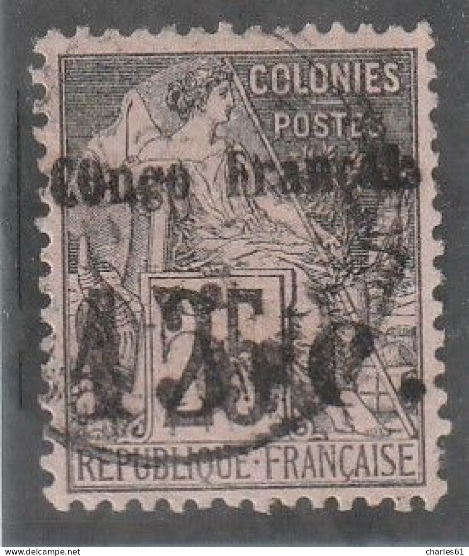 CONGO - N°7 Obl (1891-92) 15c Sur 25c Noir Sur Rose - Signé Calves - Oblitérés