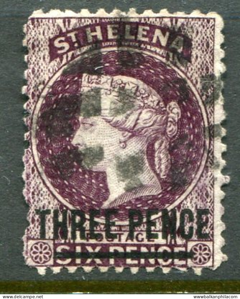 1868 St Helena THREE PENCE Surcharged Used Sg 11 - Saint Helena Island