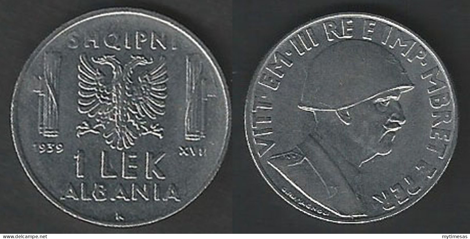 1939 Albania VE III 1 Lek Acmonital Aquila Bicipite SPL - 1900-1946 : Victor Emmanuel III & Umberto II