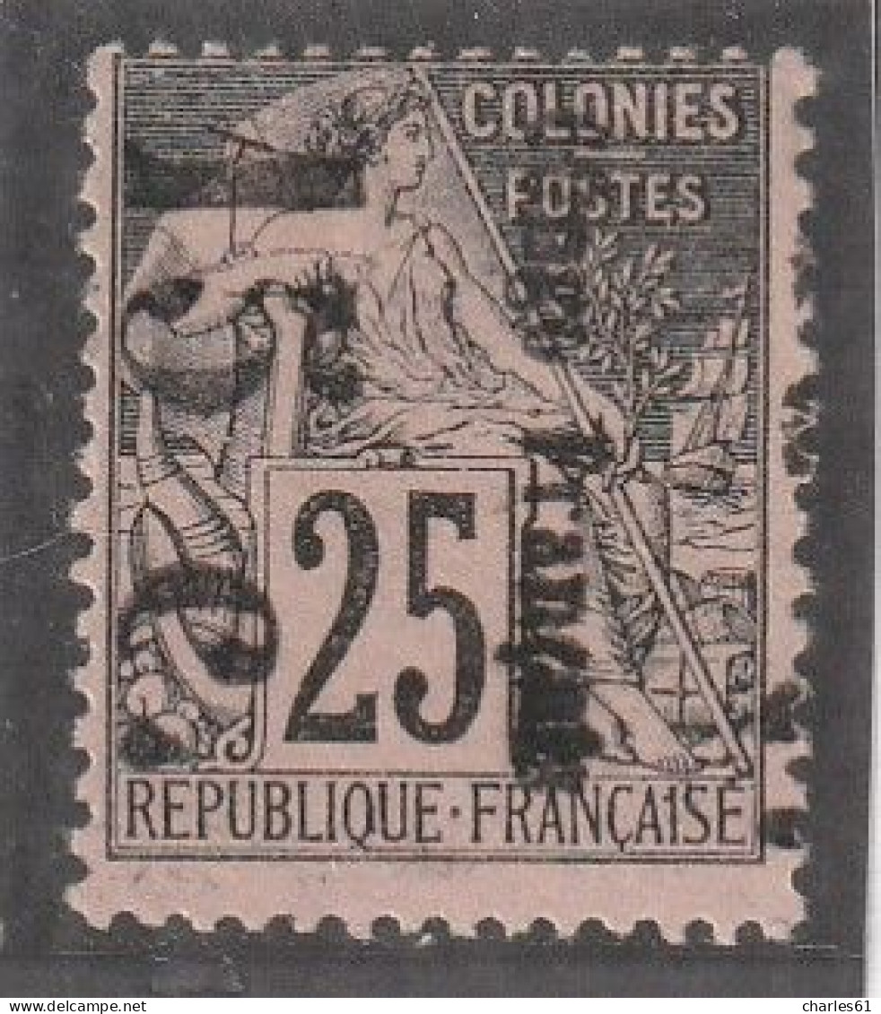 CONGO - N°7b Nsg (1891-92) 15c Sur 25c Noir Sur Rose - Surcharge Verticale - Used Stamps