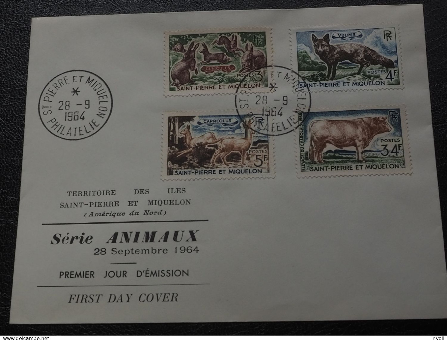 St. Pierre & Miquelon 1964 Animals Mi#408-411 - FDC