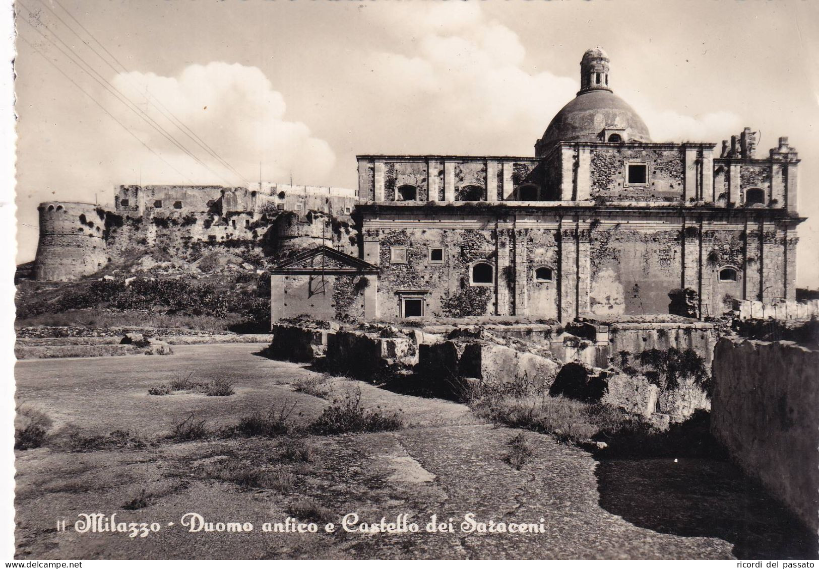 Cartolina Milazzo ( Messina ) Duomo Antico E Castello Dei Saraceni - Messina