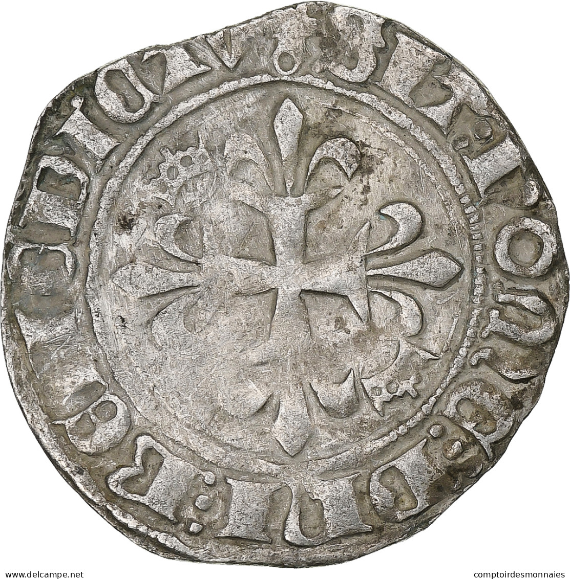 France, Charles VI, Florette, 1417-1422, Paris, Billon, TB+, Duplessy:387 - 1380-1422 Karl VI. Der Vielgeliebte
