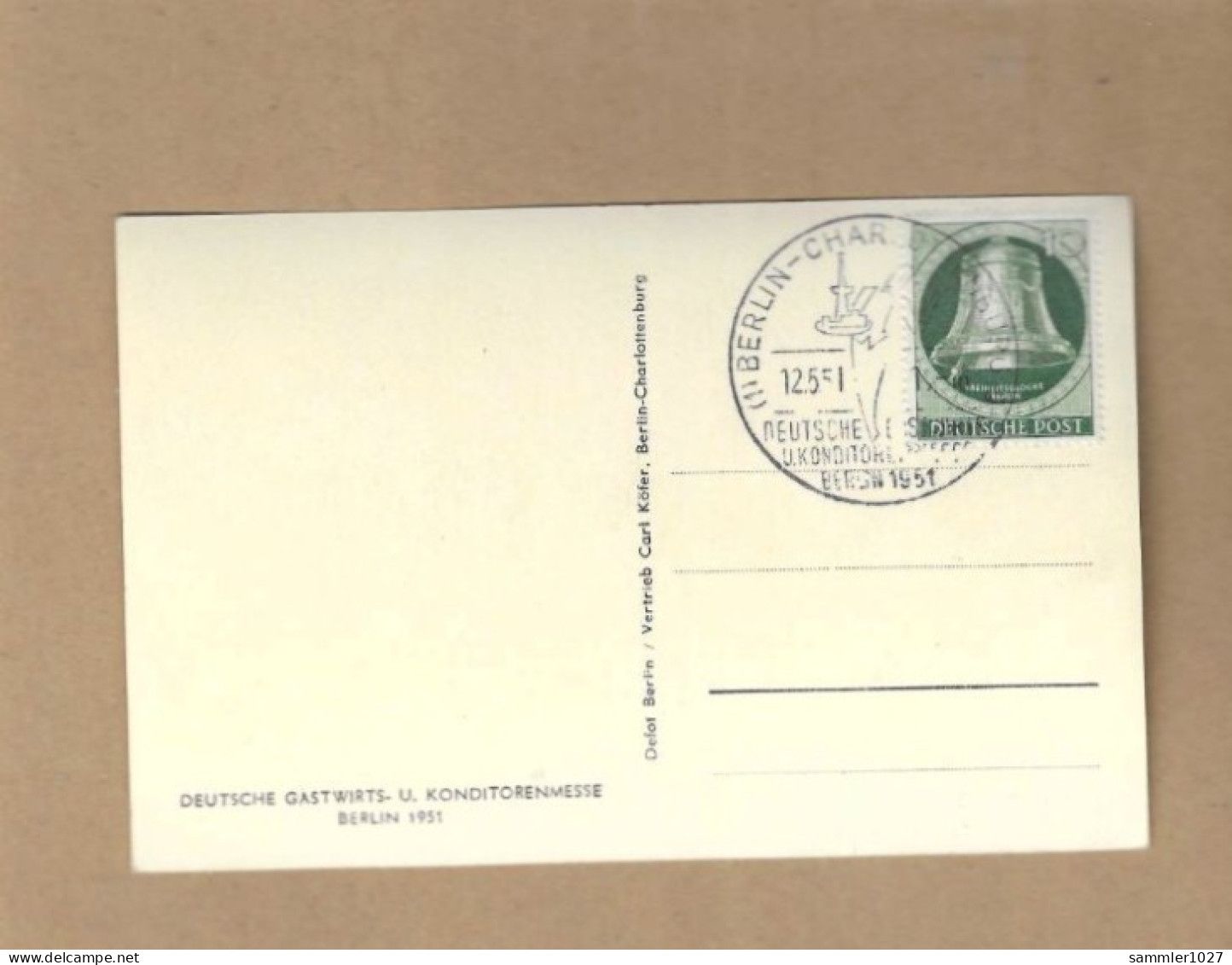 Los Vom 16.05 -  Sammlerkarte Berlin 1951 Linke Glocke - Briefe U. Dokumente