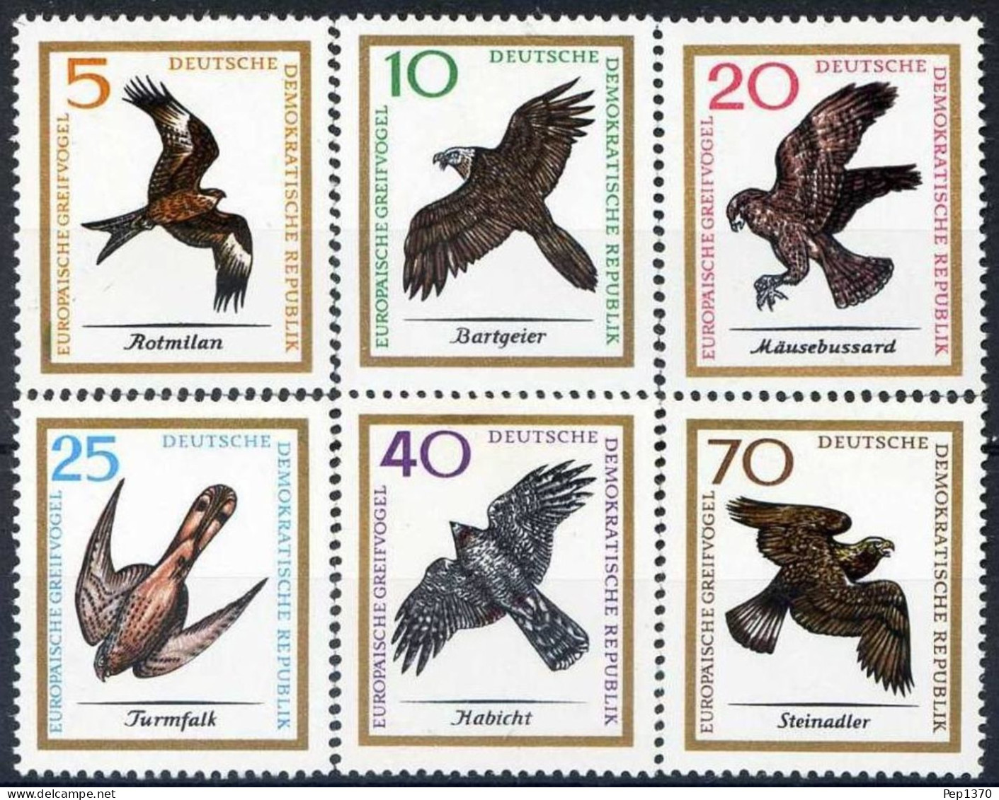 REPUBLICA DEMOCRATICA ALEMANA - DDR 1965 - AVES - PAJAROS DE PRESA - YVERT 846/851** - Aigles & Rapaces Diurnes